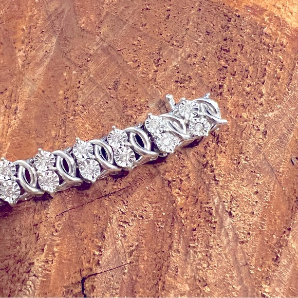 1.02CTW DIAMOND 💎 & Sterling Silver Tennis 🎾 Bracelet ✅GUARENTEED 💯AUTHENTIC - Picture 3 of 11